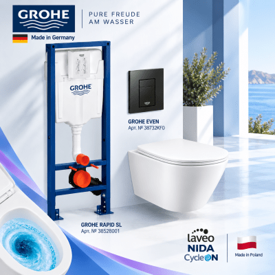 Промо комплект структура Grohe и тоалетна чиния с торнадо отмиване Nida CycleON 