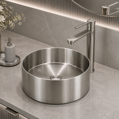 УМИВАЛНИК ОТ НЕРЪЖДАЕМА СТОМАНА BRUSHED NICKEL 3611BS