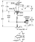 Смесител за умивалник с изпразните M-size 24265001 EuroEco - Grohe