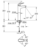 Смесител за умивалник EuroEco 24273001 без изпразнител XL-size - Grohe