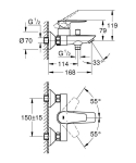 Смесител за вана-душ Bau Edge 23604001 - Grohe размериi