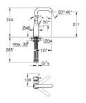 Смесител ESSENCE 24177KF1 за умивалник L-размер  - Grohe Pantom Black размер