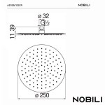 Душ пита ABC AD139/121CR NOBILI- 25см - размери