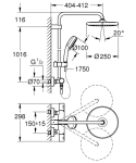 Душ система с термостат Grohe Tempesta Cosmopolitan 250 - 26670000 Размери
